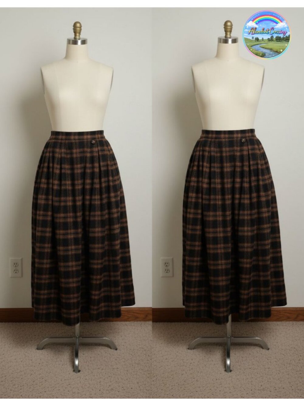 Plaid High Waist Layered Long Maxi Skirt